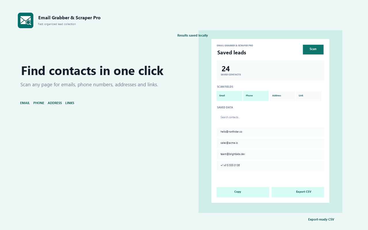 Email Grabber & Scraper Pro interface preview